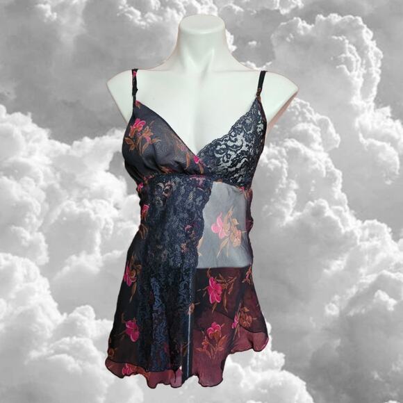 Victoria’s Secret Vintage VTG Gold Label Deadstock Floral Chemise Sheer sz L - Picture 1 of 4